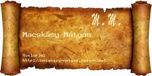 Macskásy Mátyás névjegykártya