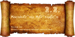 Macskásy Mátyás névjegykártya